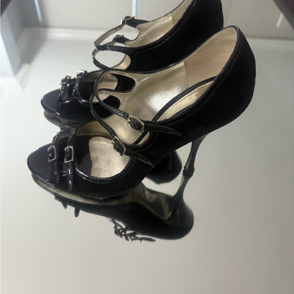 Dolce & Gabbana Glossy Black Double Buckle Heels - Picture 6 of 10